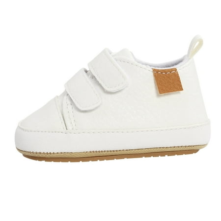 Toddler Girl Shoes Soft Anti- Leather Rubber Sole Toddler Girl Sneakers White 6 Months-12 Months
