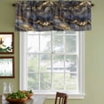 thumbnail image 3 of Modern Abstract Curtain Valances for Windows, Kitchen Valance Window Treatments Panel 2 Pack, Luxury Black Golden Marble Texture Rod Pocket Short Curtains for Bathroom Bedroom 54 x 18 Inch, 3 of 8
