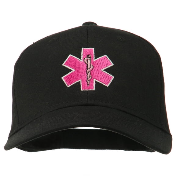 Pink Star of Life Embroidered Cotton Cap - Black OSFM