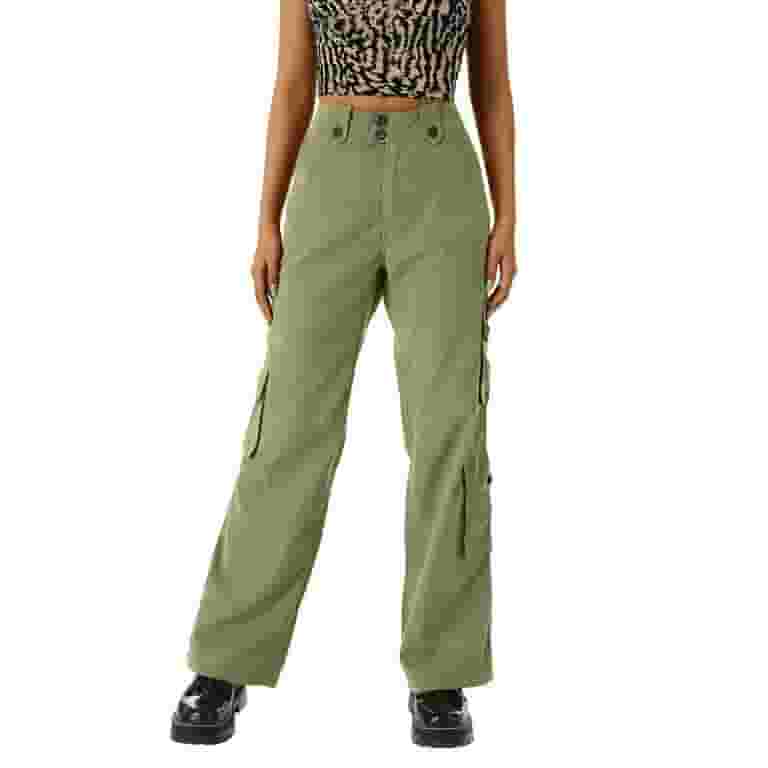 【COLOR iN ID】Wide button cargo pants AWXNJUX Women's Cotton Button Cargo Pants With 7 Pockets/Low