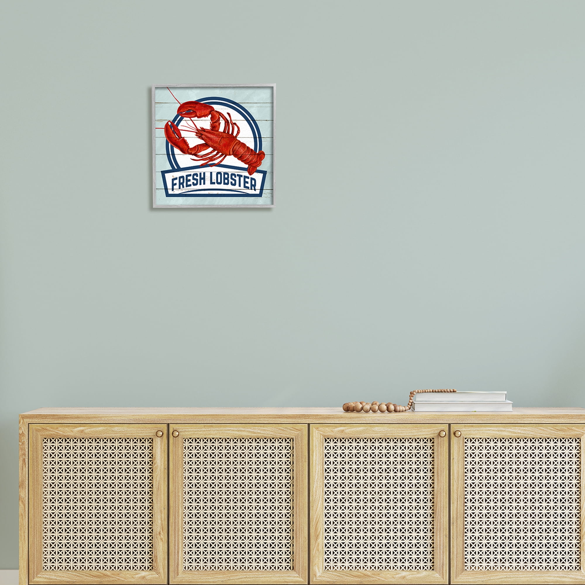 Stupell Industries Fresh Lobster Sign Grain Pattern Rustic Beach House , 17 x 17, Design by Kim Allen