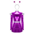 thumbnail image 3 of Aislor Women's Alien Cosplay Dress with Hair Hoop Astronaut Long Sleeve Shiny A-line Halloween Purple 4XL, 3 of 7