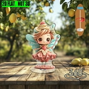 1pc 2d flat Rotating acrylic centerpiece featuring a fairy with triple-scoop wings twirling above a cupcake crown perfect for celebrations home displays or gifting occasions