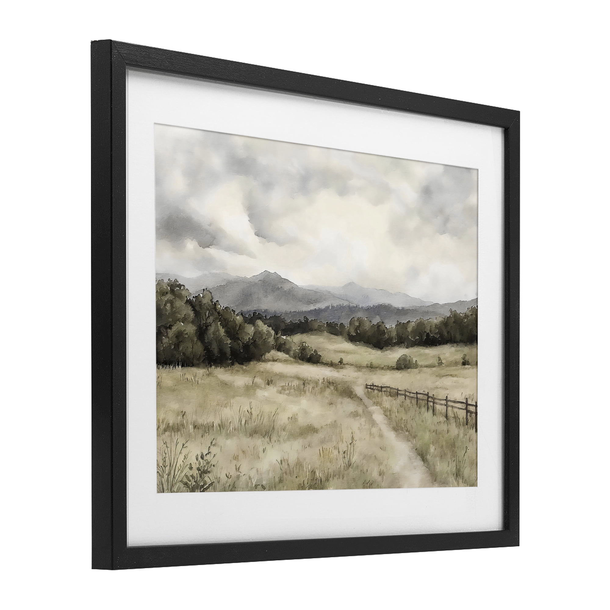 Stupell Industries Muted Trail Along Fence Black Framed Print Under Glass, design by Riley B
