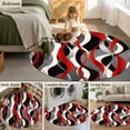 thumbnail image 6 of Red Gray Stripes Round Area&nbsp;Rug 3.3ft Abstract Art Modern Non-Slip&nbsp;Washable Circle Rugs Soft Felt Indoor Floor Mat for Bedroom Kitchen Living Room Bathroom, 6 of 9