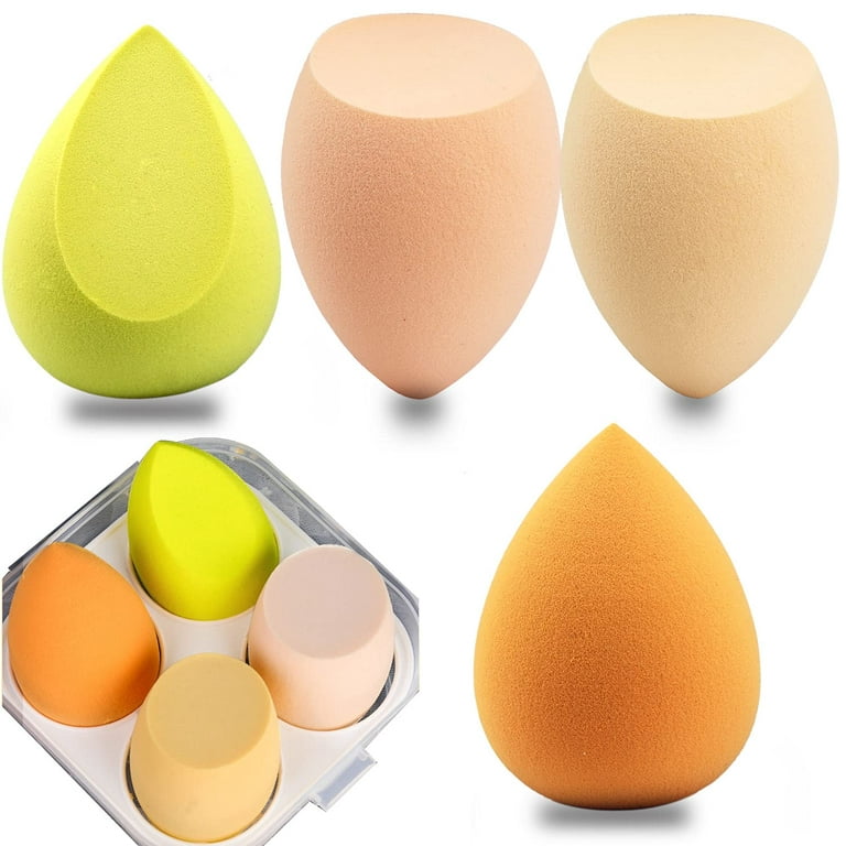 Billbianc 4 Pack Makeup Sponge Set, Soft Sponge for Liquid Foundation, Creams, and PowdersLatex Free Wet and Dry Makeup Egg, Yellow