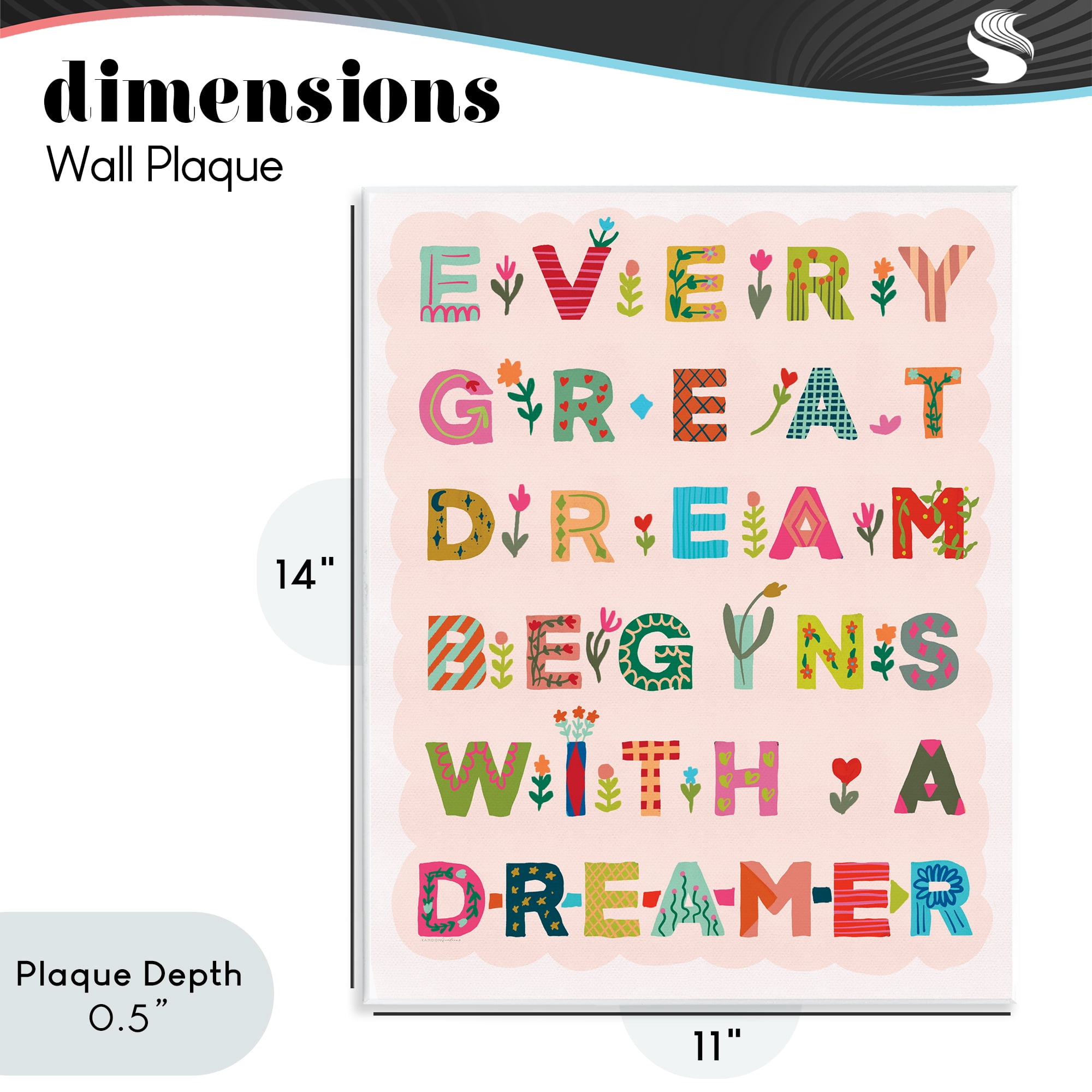 Stupell Industries Every Great Dream Wall Plaque Art, design by Kamdon Kreations
