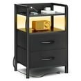 thumbnail image 3 of Bestco LED Nightstand End Table with Charging Station & 2 Drawers for Bedroom Black, 3 of 12