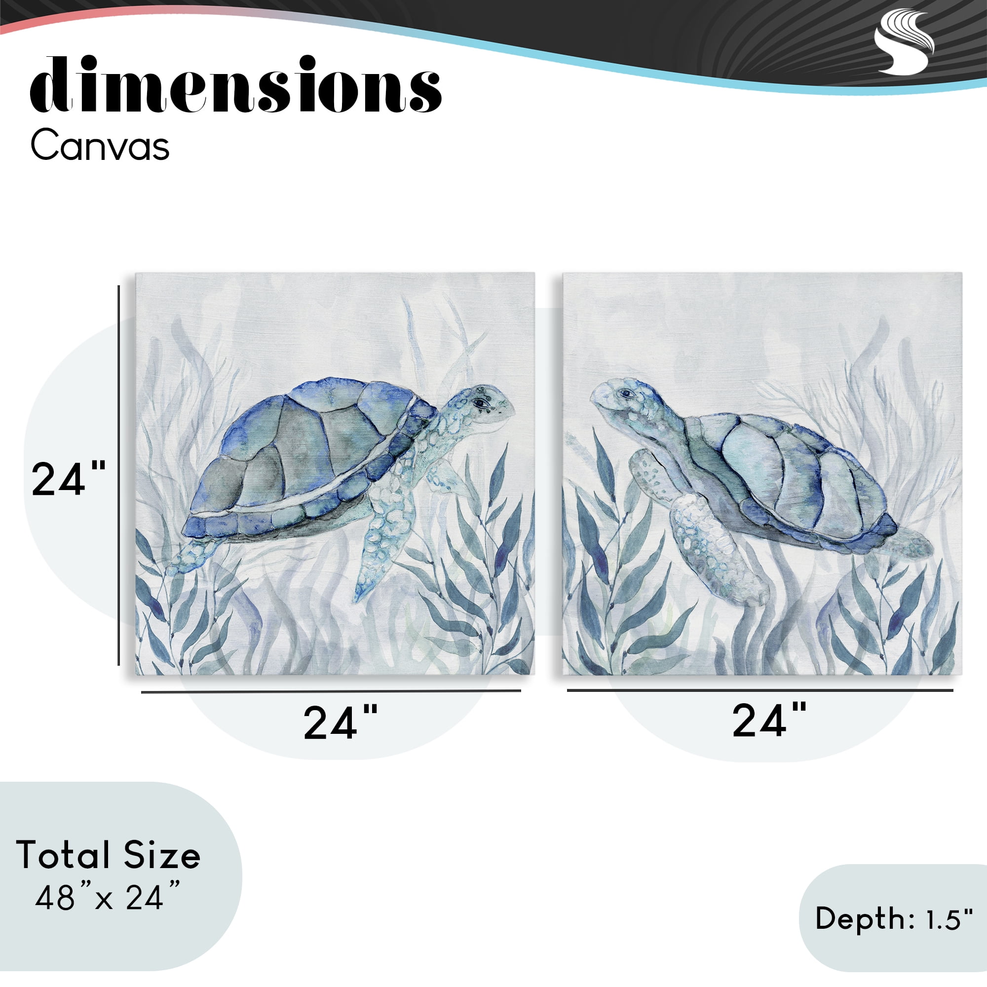 Stupell Industries Subtle Smiling Sea Turtles 2 Piece Canvas Wall Art Set, design by Janet Tava