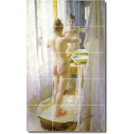 Ceramic Tile Mural-Anders Zorn Nudes Bathroom Tile Mural 22. 12.75