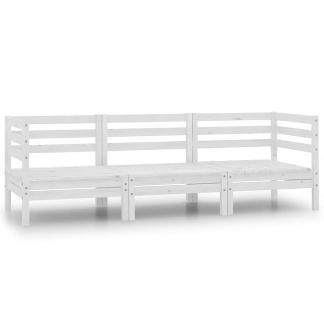 vidaXL Ensemble de Salon de Jardin 3 Pcs Pin Massif Blanc