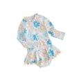 thumbnail image 2 of Musuos Toddler Girl Swimsuits 6 12 18 24M 3 4Y Summer Floral Print Zipper Long Sleeves Bathing Suits Beachwear, 2 of 10