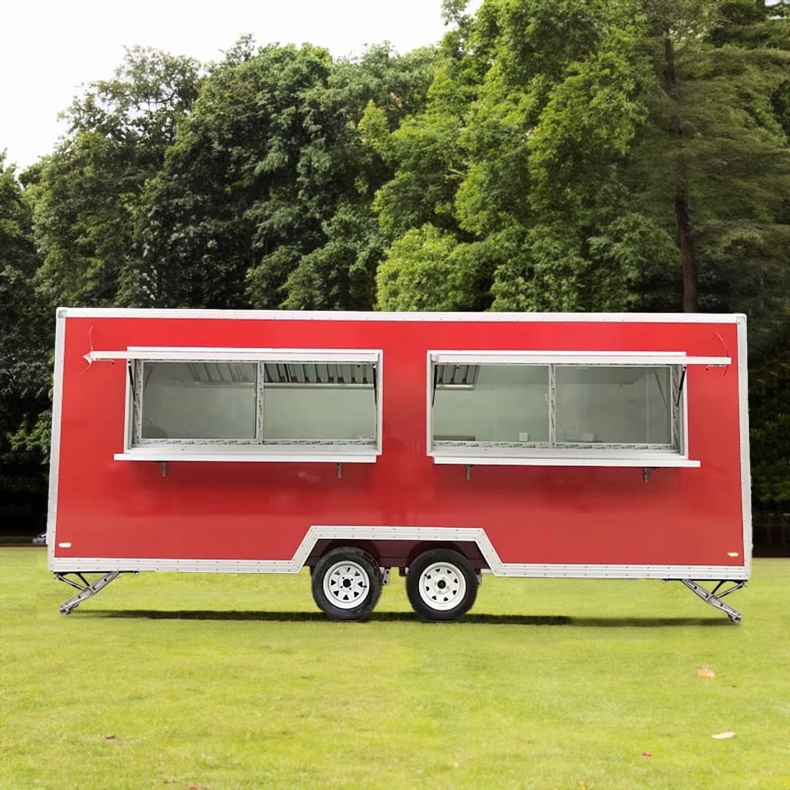Cargo Trailer Airstream Truck, Stainless Steel Food Vending Cart, Braed
