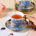 thumbnail image 6 of AJONALAA 20 Pcs Tea Set,European Ceramics Tea Cup Set for Adult,Coffee Cups with Metal Holder,6 People(Blue), 6 of 10