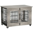 thumbnail image 4 of GIKPAL 32-inch Dog Crate with Pads, 2-Door Heavy-Duty Indoor Wooden Dog Cage on Wheels for Small to Medium Dogs up to 45 lbs, 4 of 9