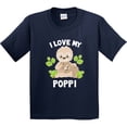 thumbnail image 3 of Inktastic Cute Sloth I Love My Poppi with Green Leaves Youth T-Shirt, 3 of 5