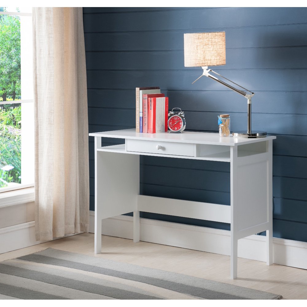 Aspen Home & Office Workstation Computer Desk with Drawer & Shelves