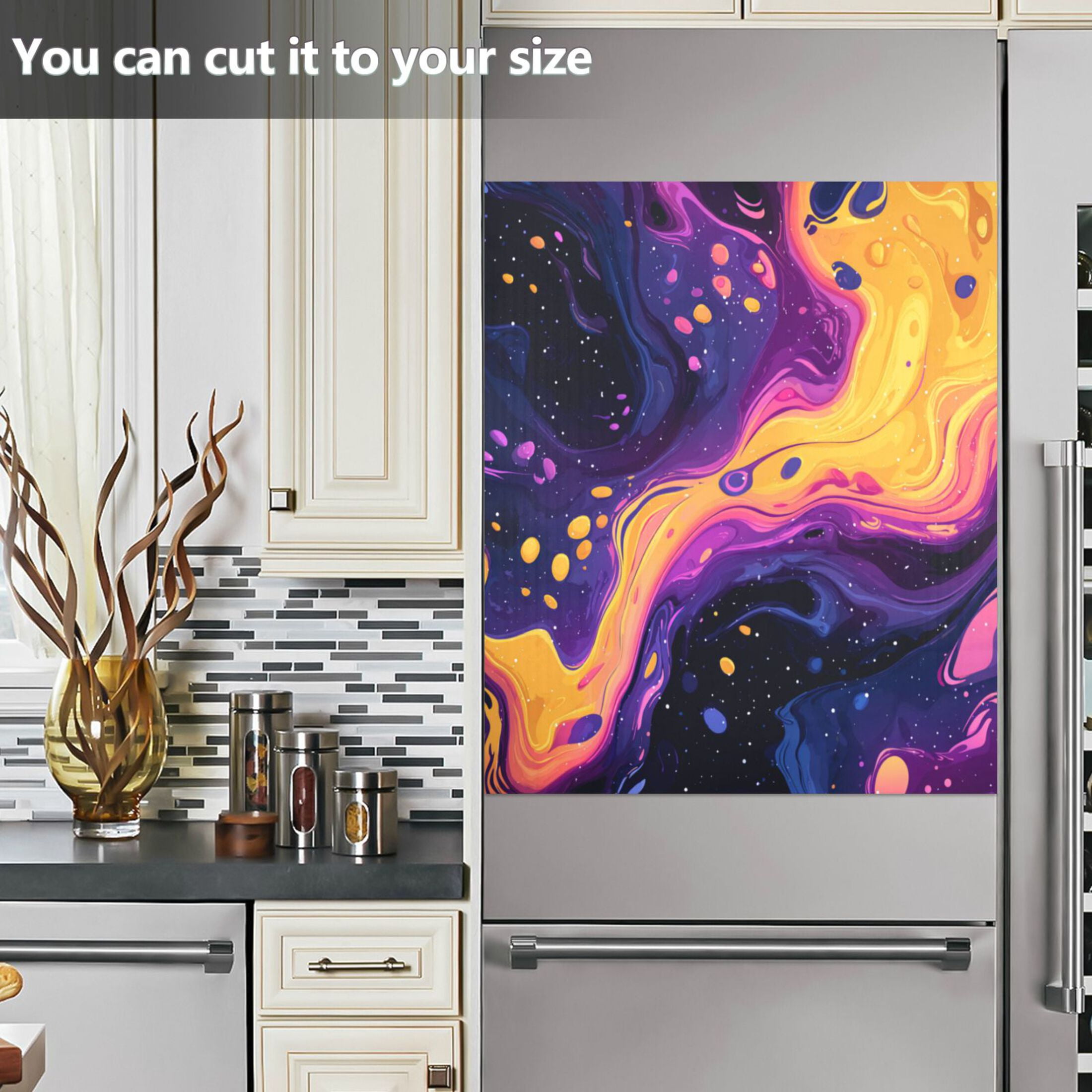Dishwasher Magnetic Refrigerator Magnet Cover Sticker Home Decorative 23"x26" Psychedelic Colors Pattern