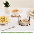 thumbnail image 5 of Yayeee 6 PCS Drink Coasters with Holder Set Woven Absorbent Round Tabletop Hot Pad, Big Pumpkins, 5 of 7
