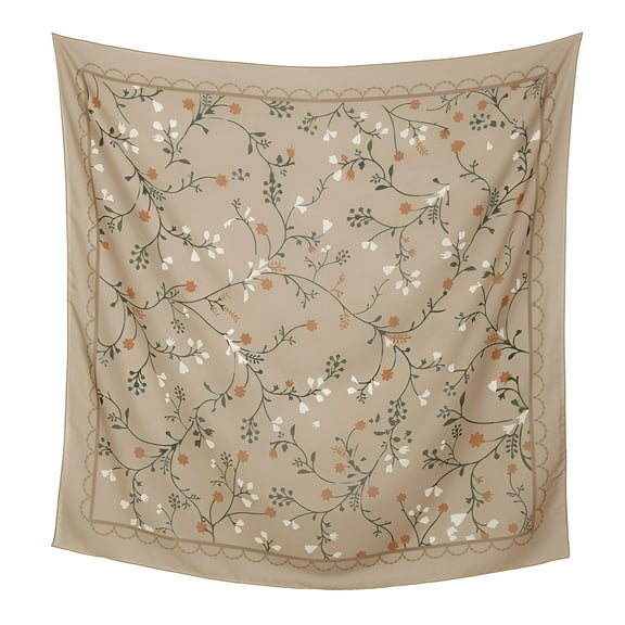 TELOLY Bandanas for Women,Neck Guard Decoration Silk Bandana,Pastoral Style Brown Bandana,Style2