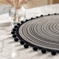 thumbnail image 4 of PONPRNGY 1Pc 15" Boho Braided Placemats, Round Table Mats with Tassel, Fringe Washable & Heat Resistant for Dining Table, Farmhouse Kitchen Decor, 4 of 5