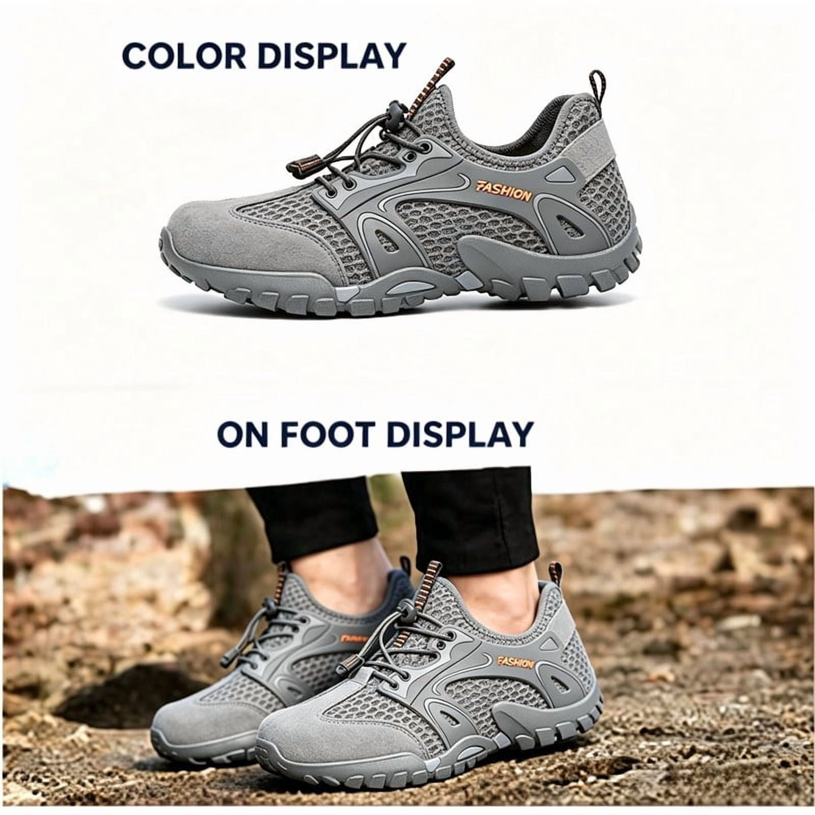 CHICVOMEY Comfortable Sneakers for Men Lightweight Breathable Slip-On Hiking Shoes Non-slip Wear Resistant Outdoor Sneakers Ideal for Summer Beach and Camping