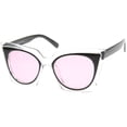 thumbnail image 2 of sunglassLA Unisex Women's Fashion Two-Tone Crystal Clear Edged Cat Eye Sunglasses (Black-Black / Pink) - 51mm, 2 of 4