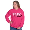 thumbnail image 5 of Pray For A Cure Breast Cancer Sport Women Crewneck Sweatshirt Brisco Brands S, 5 of 6