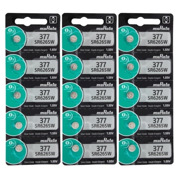 MuRata Silver Oxide Battery 377 Pack Of 15