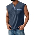 thumbnail image 2 of BRDFRL Sleeveless Shirts for Men Vintage Button Down Henley Muscle Fit Gym Workout Tops Navy 2XL, 2 of 5