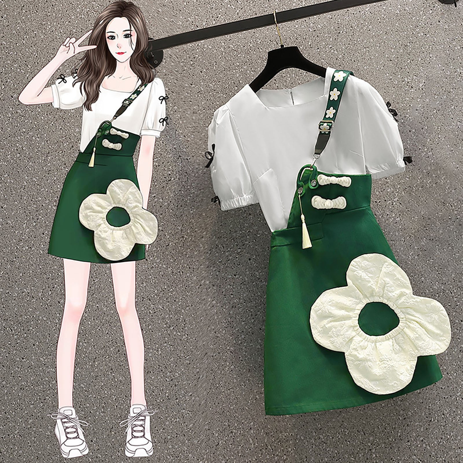 PhoneSoap Womens Anime Style Retro Slim And Flesh Covering Strap Dress  Fashion Two Piece Suit dresses for women 2022 Green  Walmartcom