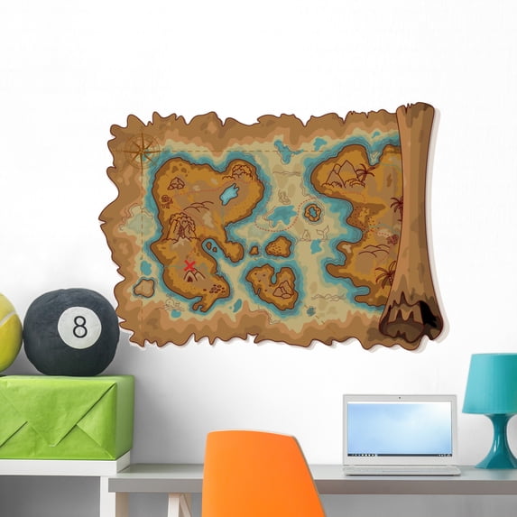 Pirate Map Wall Decal by Wallmonkeys Peel and Stick Graphic (36 in W x 26 in H) WM351905