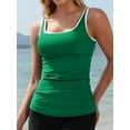 thumbnail image 6 of Charmo Ruched Tankini Tops for Womens Color Blocked Sporty Swimsuit Tops Only Tummy Control Bathing Suit Tops (No Bottom), 6 of 9
