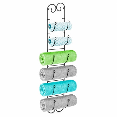 - Best Choice Products Multipurpose Wall Mount Towel, Wine, Hat Rack - Black