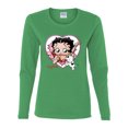 thumbnail image 2 of Wild Bobby Betty Boop Heart Blowing Kiss Dog Betty Boop Womens Long Sleeve T-Shirt, Kelly, X-Large, 2 of 5