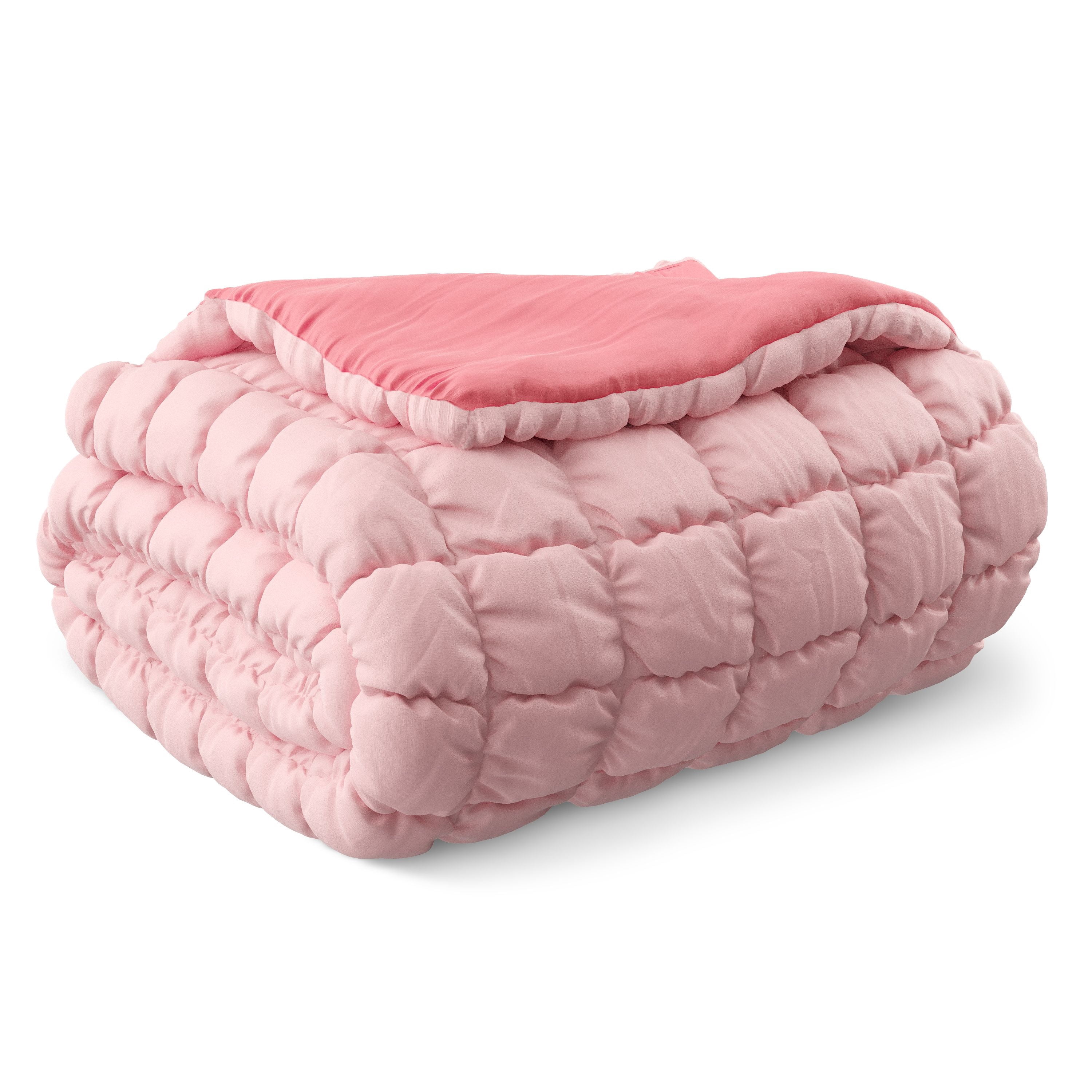 Mainstays Kids Pink Solid Puffy Comforter Set, Full/Queen, 3 Pieces