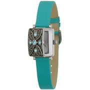 Women's Silver Tone Valletta Locket Watch, Turquoise Band