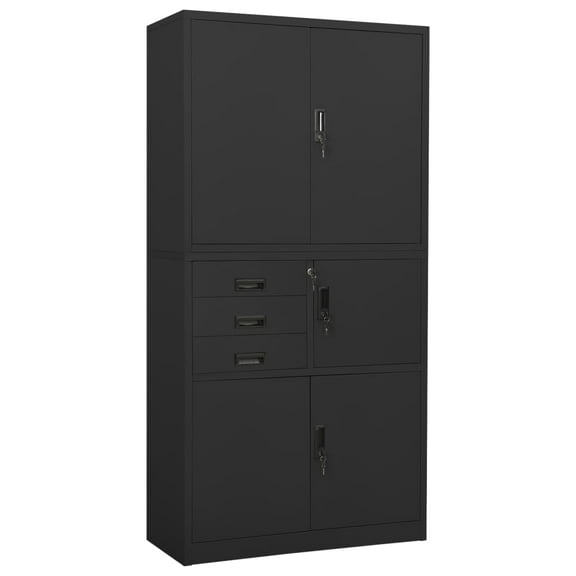 vidaXL Filing Cabinet Storage File Cabinet with Shelves for Living Room Steel