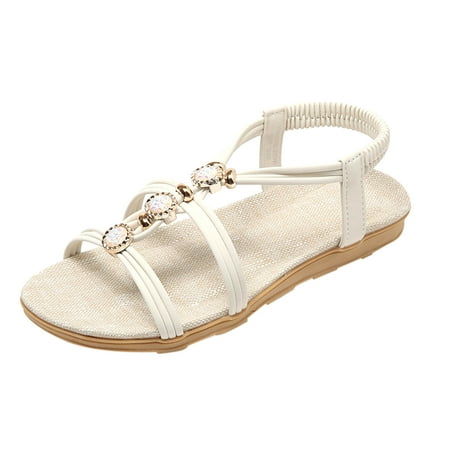 

Women Flat Sandals Cute Boho Sandals 2023 Travel Slide Sandals Wedding Dresssy Low Wedge Sandals Summer Beach Oceanside Holiday Sandals