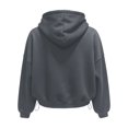 thumbnail image 5 of Hoodies Women Solid Long Sleeve Pullover Sweatshirt Tops Casual Waist Cinching Cropped Outfits Fall Winter Apparel, 5 of 5