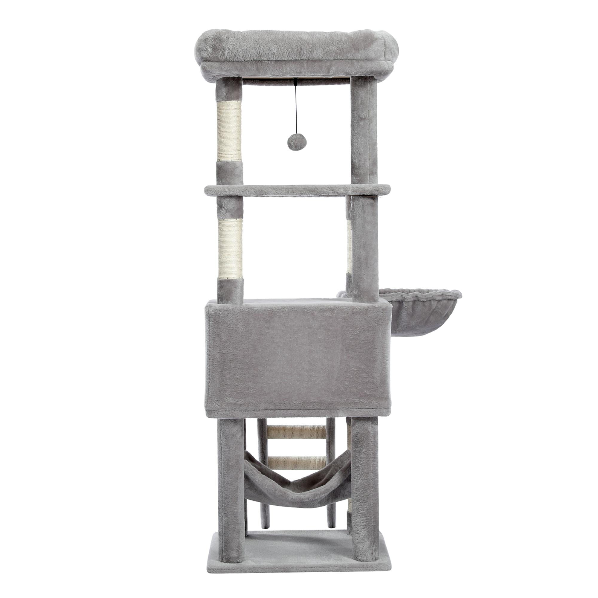 Pefilos 55.9" Cat Trees Towers for Large Cats with Sisal-Covered Scratching Posts, Cat Tree House for Indoor Cats, Cooling mat for Kitten Cat Condo for Adult Cats, Gray Pefilos 55.9" Cat Trees Towers for Large Cats with Sisal-Covered Scratching Posts, Cat Tree House for Indoor Cats, Cooling mat for Kitten Cat Condo for Adult Cats, Gray