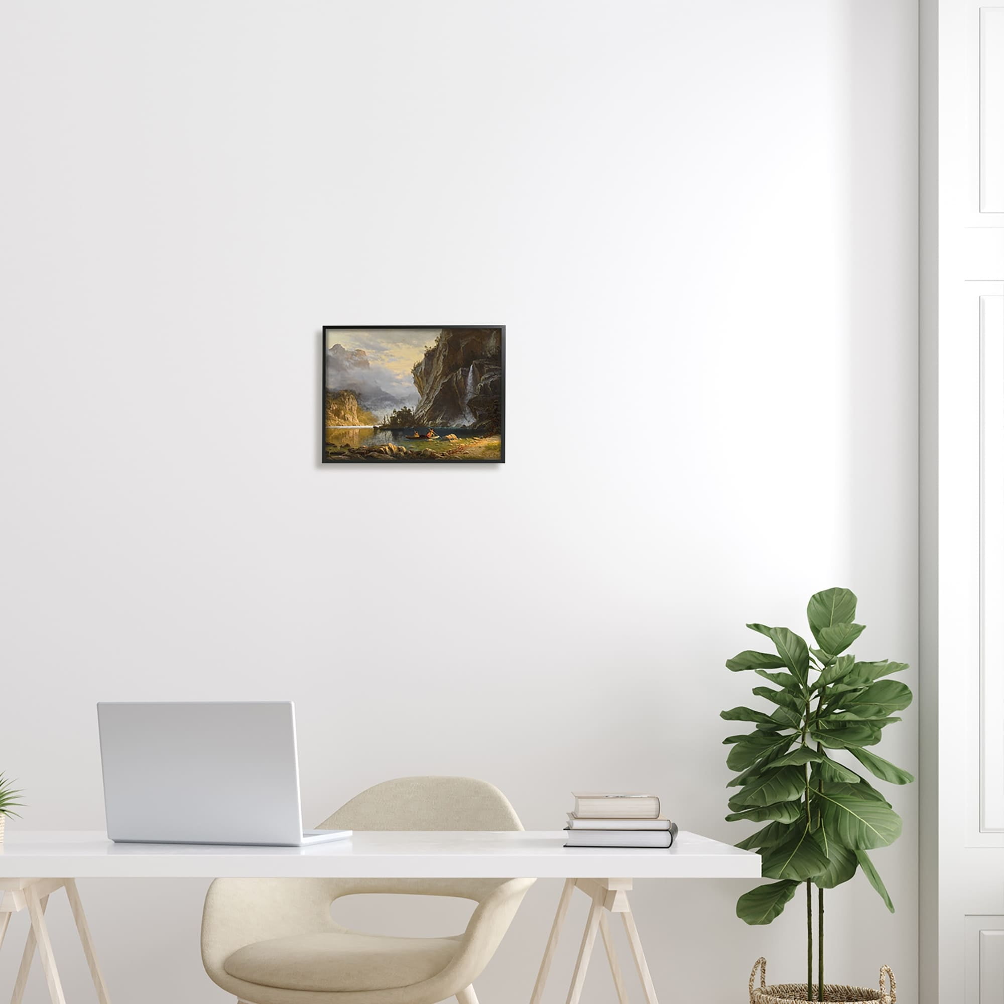 Stupell Industries Indians Spear Fishing Classic Albert Bierstadt Painting Painting White Framed Art Print Wall Art, Design by one1000paintings