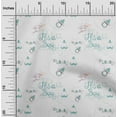 thumbnail image 1 of oneOone Georgette Viscose Dusty Teal Green Fabric Text|Bird & Baby Feeder Kids Craft Projects Decor Fabric Printed By The Yard 42 Inch Wide, 1 of 4