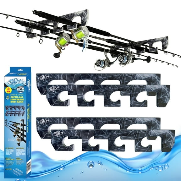 Rush Creek Creations Fishing Rod Waterproof Wall or Ceiling Mount Rack 4 Rod Capacity