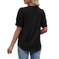 thumbnail image 4 of Womens Tops Short Sleeve Shirts Buttons V Neck Spring Fashion Summer Outfits Plus Size Dressy Casual Blouses Black 2XL, 4 of 5