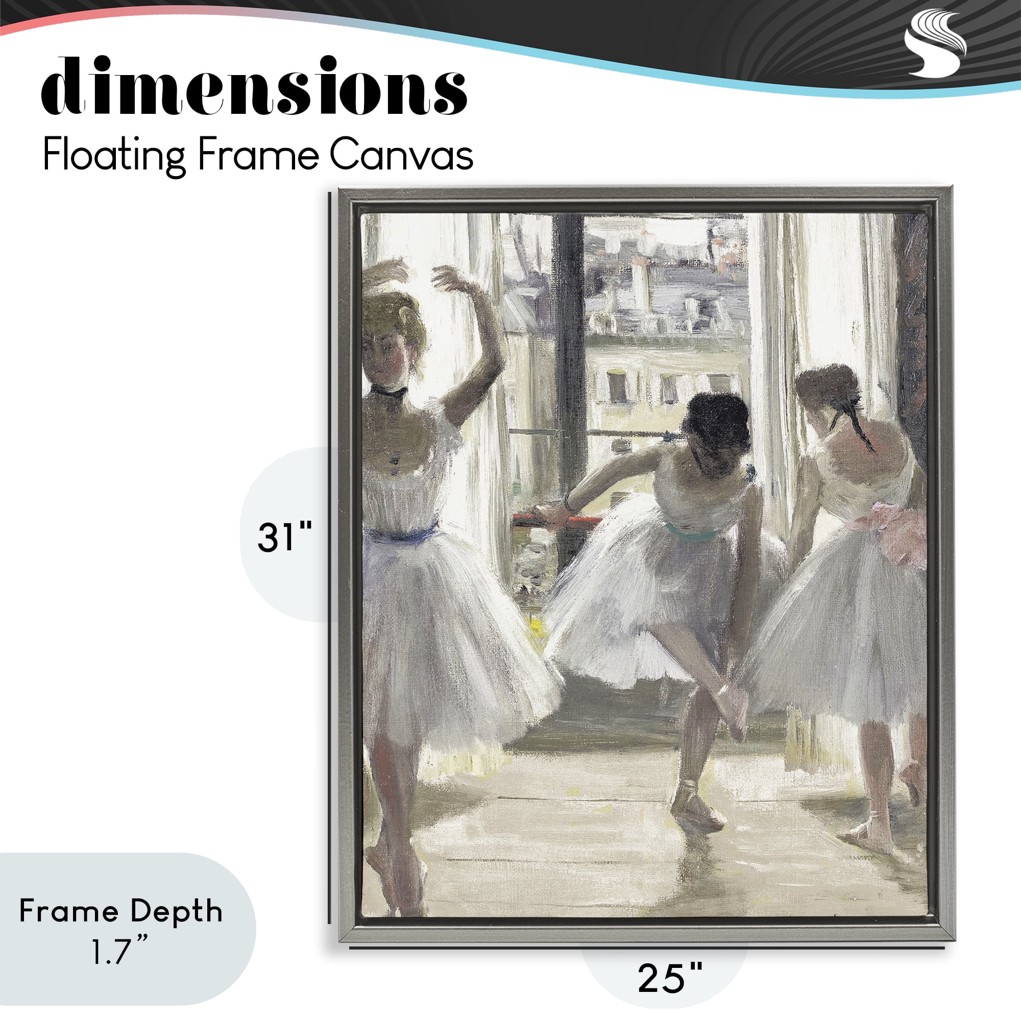 Stupell Industries Ballet Class In Practice Gray Framed Floater Canvas Wall Art, design by Leah Straatsma