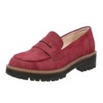 thumbnail image 4 of Mepaouo Dress Loafers for Women Leather Platform Mary Janes Shoes Casual Formal Work Shoes(Red,7.5), 4 of 5