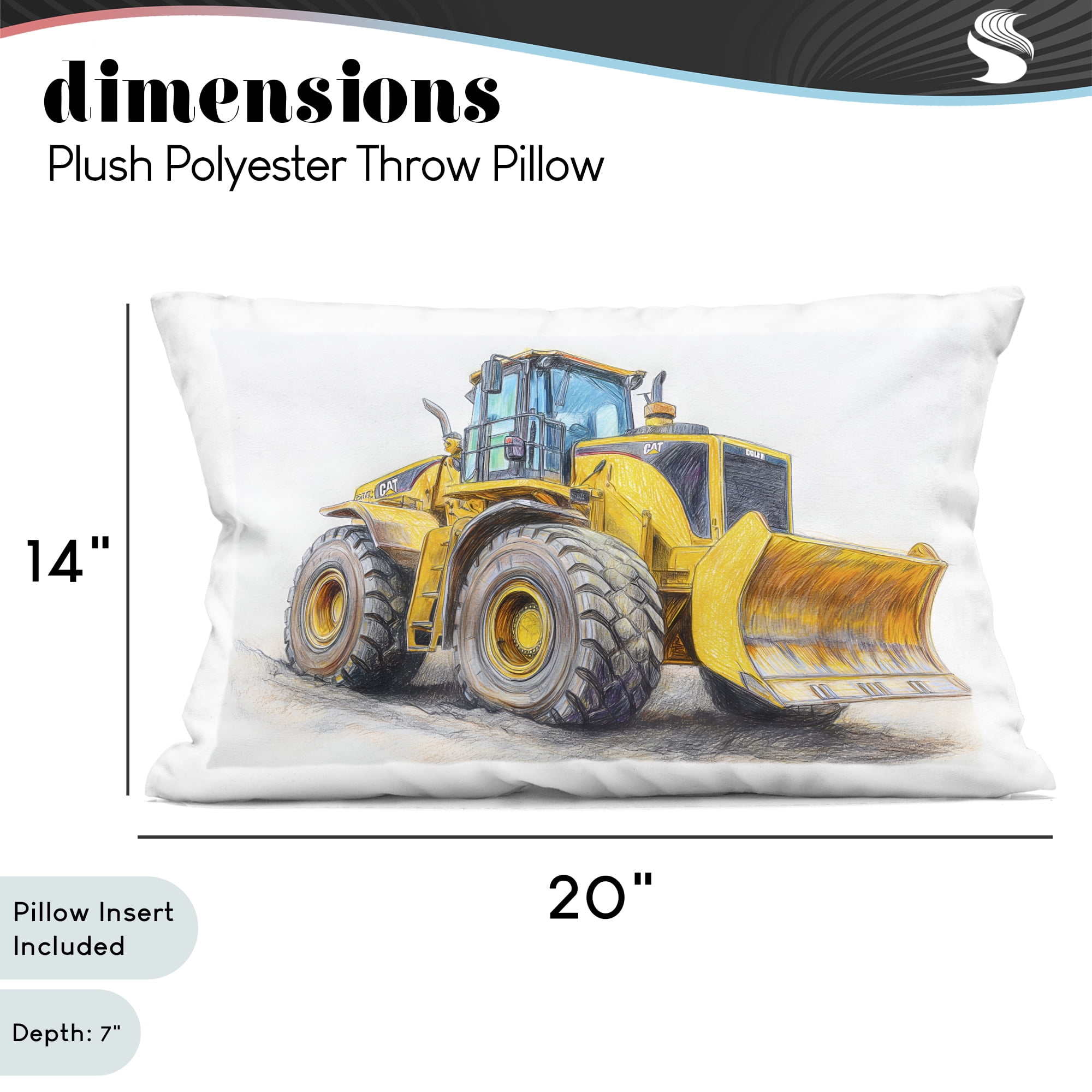 Stupell Industries Industrial Excavator Drawing Decorative Printed Throw Pillow, design by Steve Hunziker