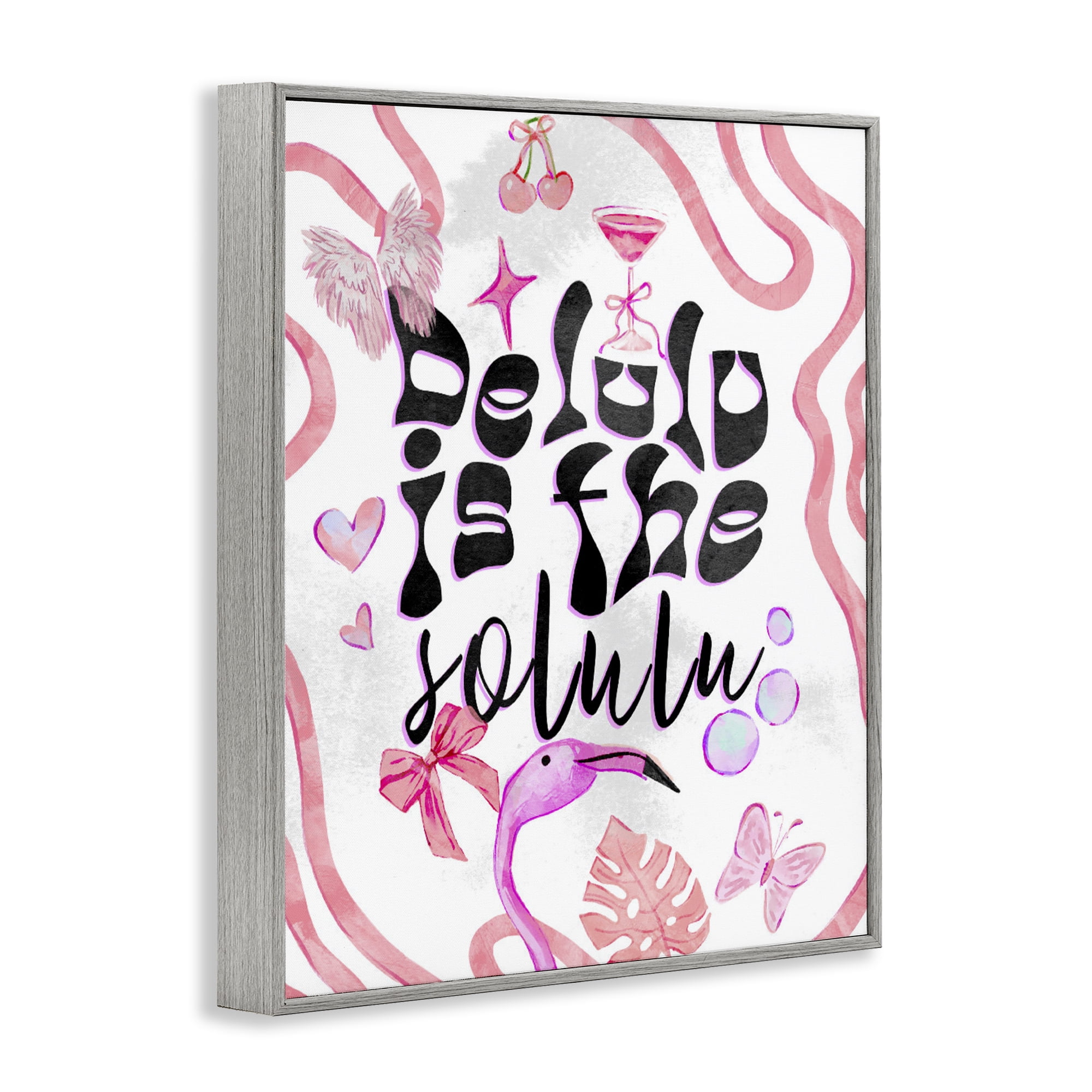 Stupell Industries Delulu Is The Solulu Gray Framed Giclee Art, design by Ziwei Li