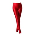 thumbnail image 2 of BOOMILK Leggings for Women Glossy Casual High Waisted Elastic Yoga Pants Wearing Slim Fitting 9 Point Candy Colored Leggings Red, 2 of 4
